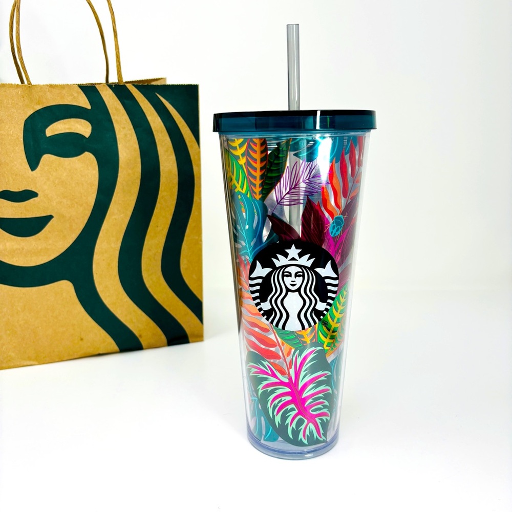 STARBUCKS Metallic Tropical Leaves Beetle Aloha Venti Tumbler